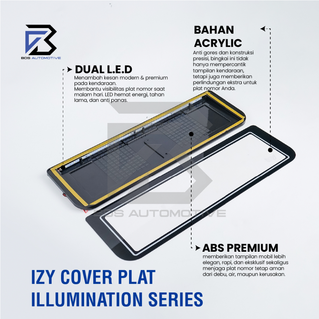 IZY Cover / Dudukan / Tempat / Frame / Breket / Bingkai / Rumah / Tatakan Plat Nomor Mobil Model 2 lampu - foto-produk-4