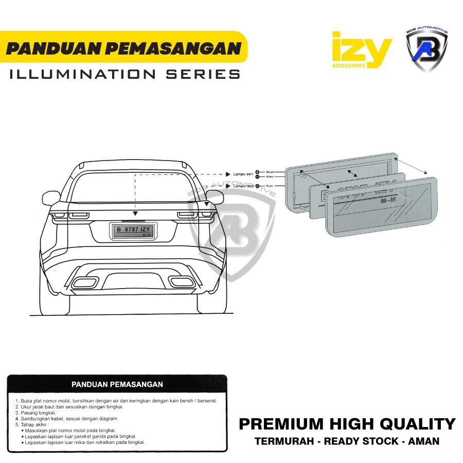 IZY Cover / Dudukan / Tempat / Frame / Breket / Bingkai / Rumah / Tatakan Plat Nomor Mobil Model 2 lampu - foto-produk-5