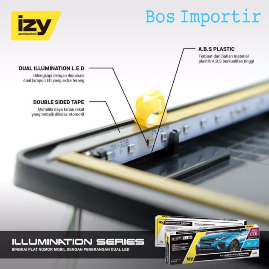 IZY Cover / Dudukan / Tempat / Frame / Breket / Bingkai / Rumah / Tatakan Plat Nomor Mobil Model 2 lampu - foto-produk-6