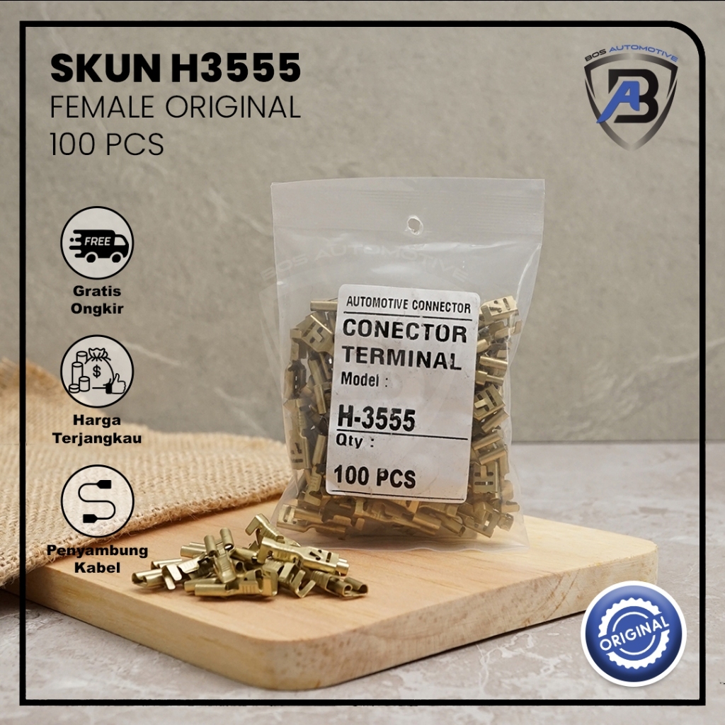 Terminal Skun Gepeng H-3555 Cewek Besar Konektor Kabel Female Berkualitas (LOSSE PACK) - foto-variasi-1