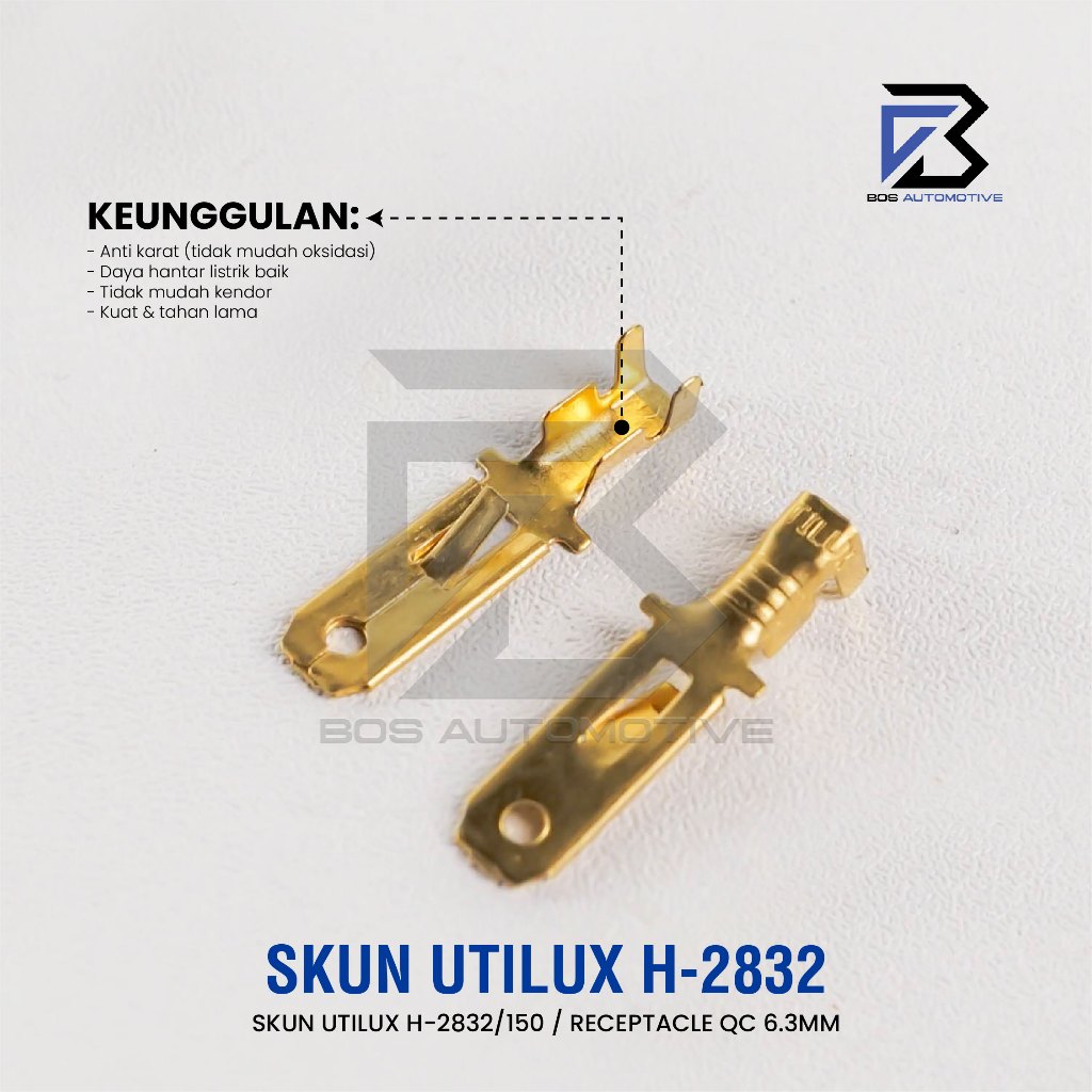 Terminal Skun Gepeng Cowok UTILUX H2832 Male Konektor Kabel Original - foto-produk-3