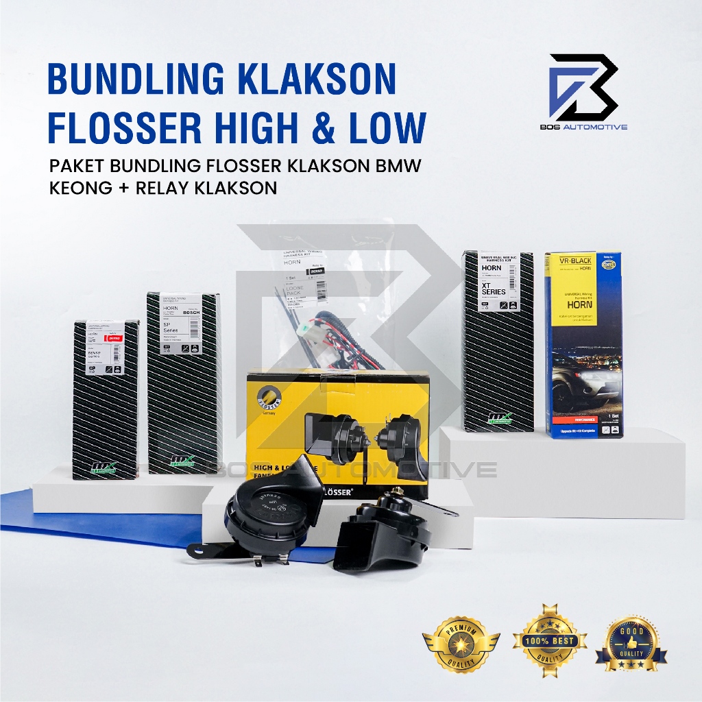 Klakson Keong Mobil Motor FLOSSER BMW Germany dengan Kabel Relay Set Klakson 12v Original
