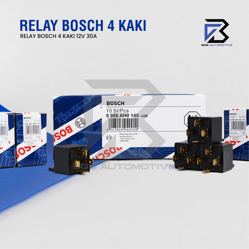 Relay BOSCH Kaki 4 Pin 12 volt 24 Volt 30 Ampere 20 Ampere Relay BOSCH Kaki 5 Pin 12 Volt 24 Volt Pemutus Arus 87a Mobil Motor Original - foto-produk-6