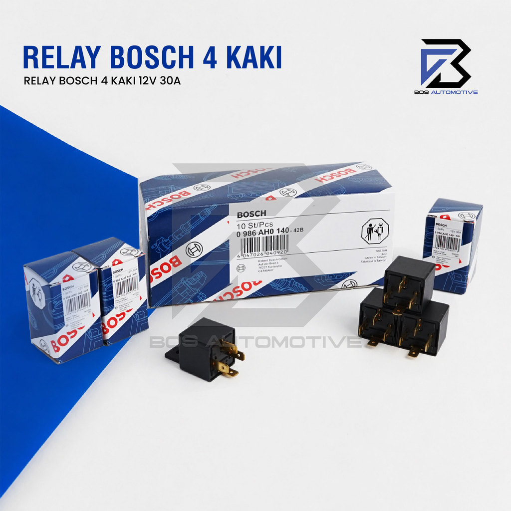 Relay BOSCH Kaki 4 Pin 12 volt 24 Volt 30 Ampere 20 Ampere Relay BOSCH Kaki 5 Pin 12 Volt 24 Volt Pemutus Arus 87a Mobil Motor Original