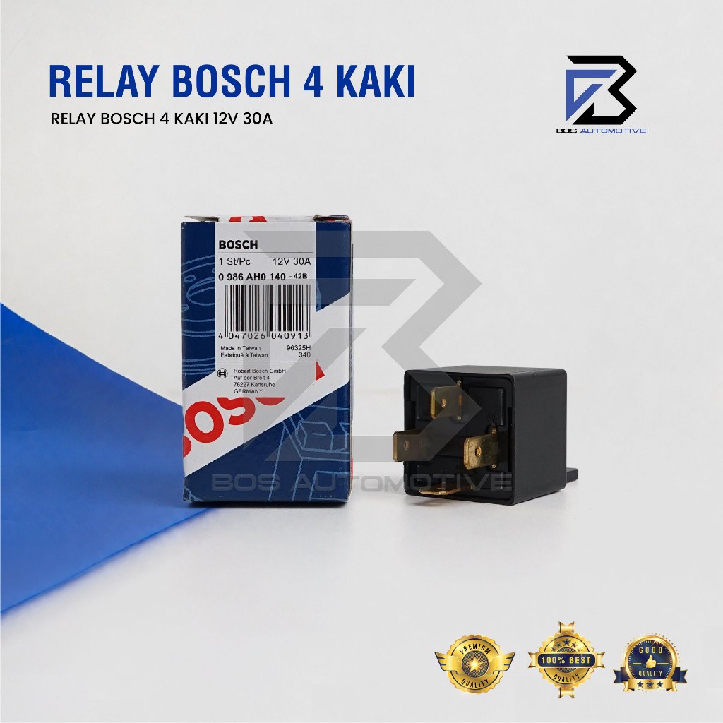 Relay BOSCH Kaki 4 Pin 12 volt 24 Volt 30 Ampere 20 Ampere Relay BOSCH Kaki 5 Pin 12 Volt 24 Volt Pemutus Arus 87a Mobil Motor Original - foto-variasi-1