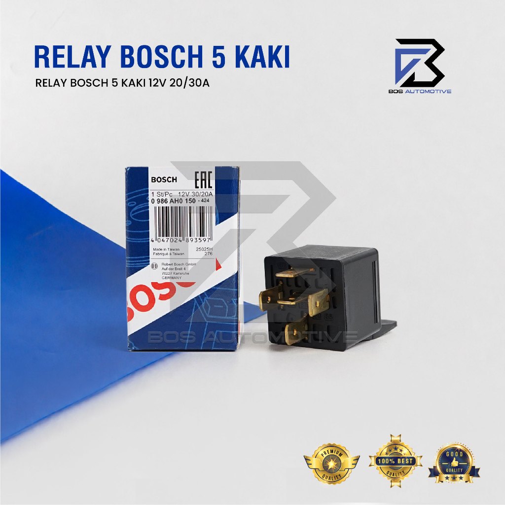 Relay BOSCH Kaki 4 Pin 12 volt 24 Volt 30 Ampere 20 Ampere Relay BOSCH Kaki 5 Pin 12 Volt 24 Volt Pemutus Arus 87a Mobil Motor Original - foto-variasi-3