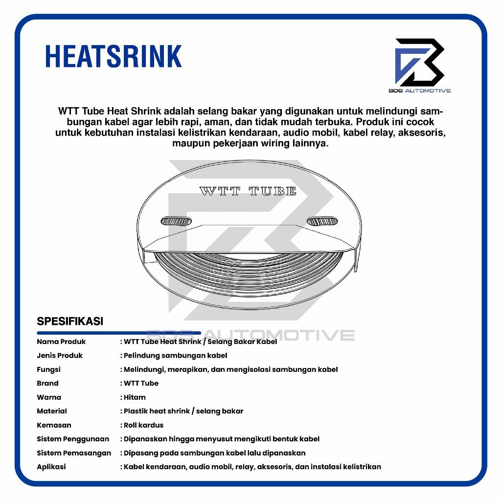 Selang Bakar / Heat Shrink Tube / Selongsong Kabel Bakar / Pelindung Kabel / Selang Kabel / Isolasi Bakar 6MM (200 METER HITAM) - foto-produk-2