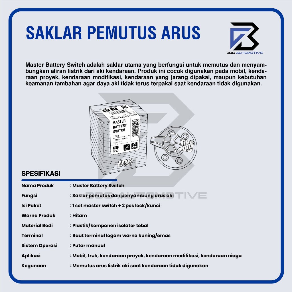 SWITCH ENGINE MASTER CUT OFF BATTERY SAKLAR PEMUTUS ARUS HIGH QUALITY - foto-produk-2