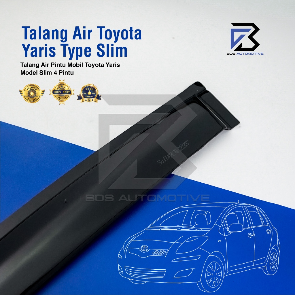 Talang Air Pintu Mobil Toyota Yaris 2004 â€“ 2012 Model Slim 4 Pintu - foto-sampul