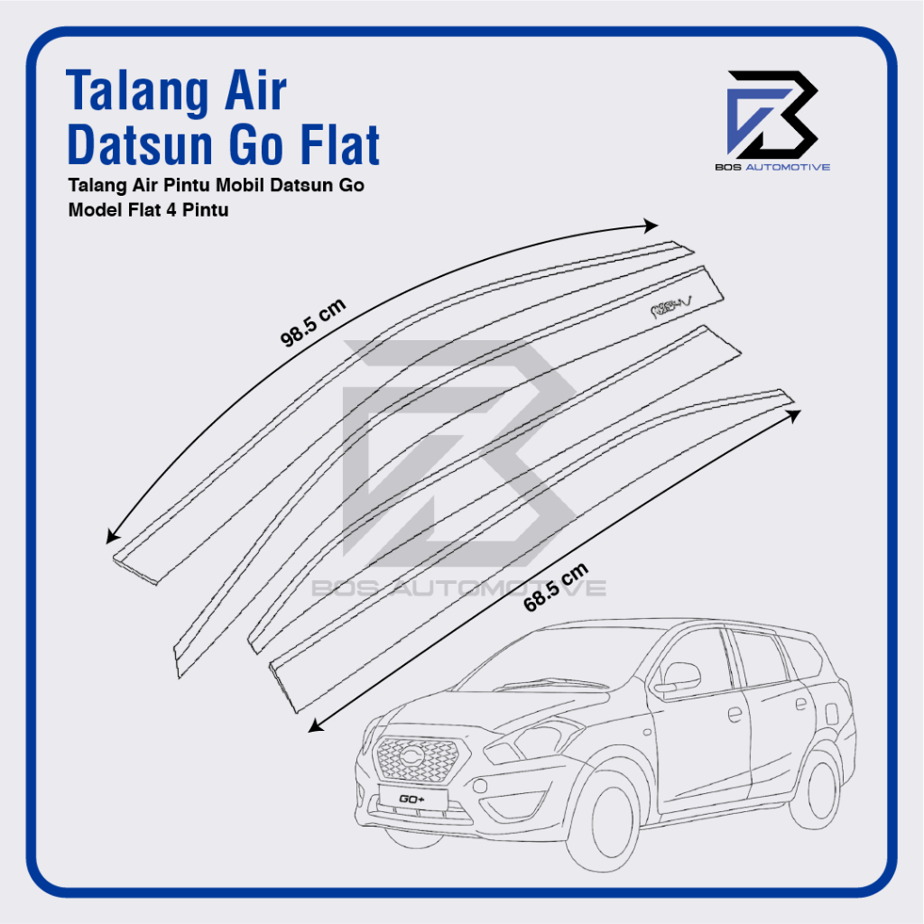 Talang Air Pintu Mobil Datsun GO+ Panca 2015 - 2022 Model Flat Rata  4 Pintu - foto-produk-2