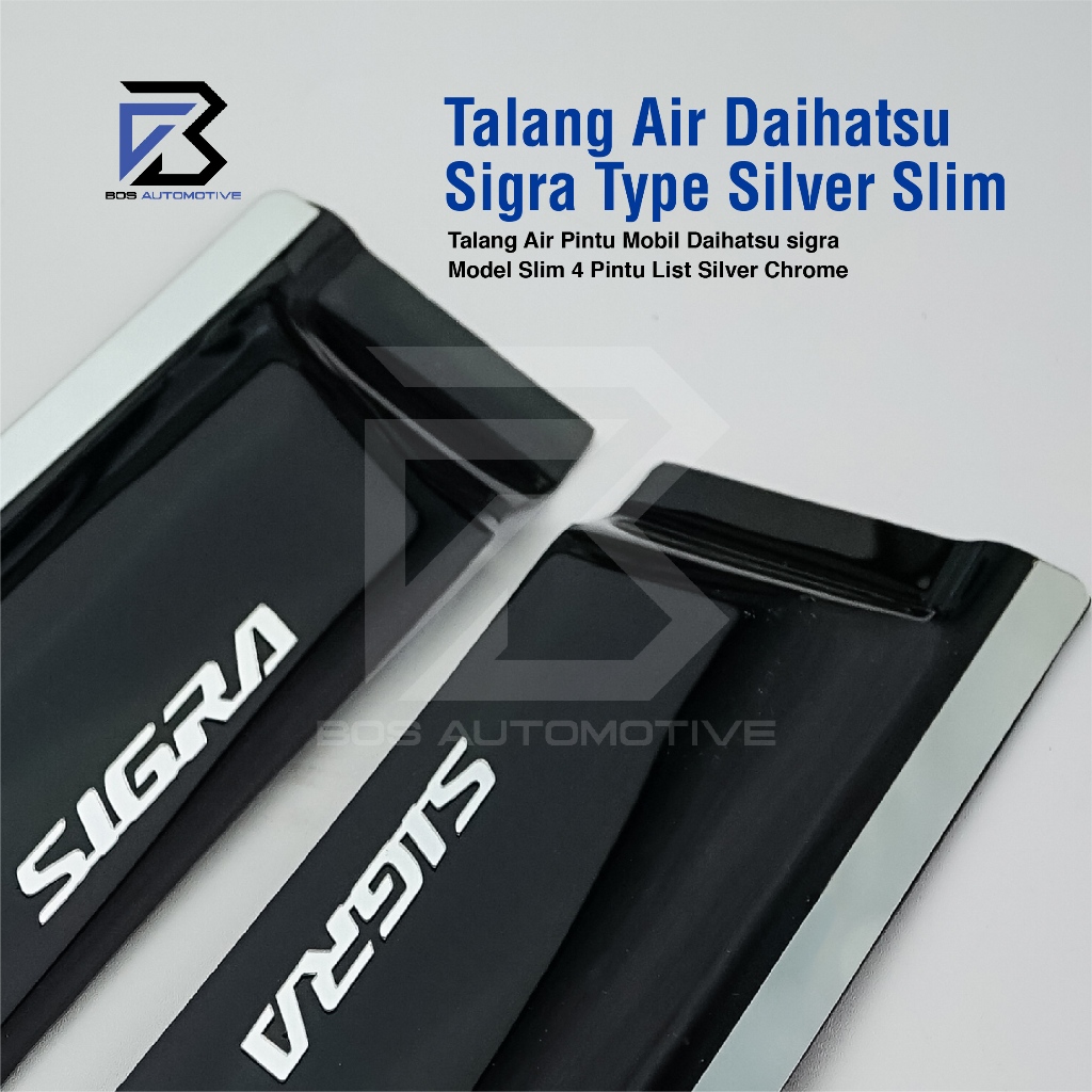 Talang Air Pintu List Silver Chrome Mobil Daihatsu Sigra 2016 - 2020 Model Slim 4 Pintu - foto-produk-1