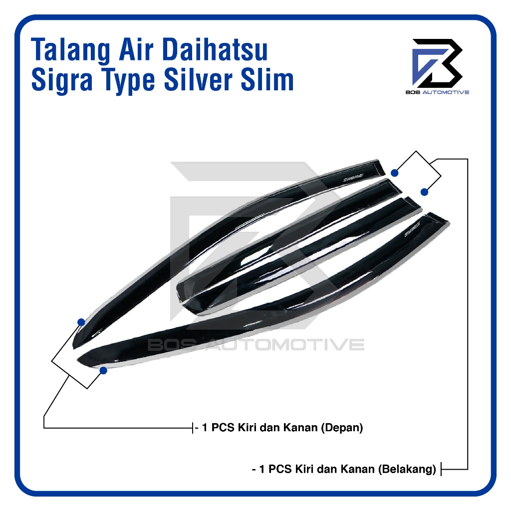 Talang Air Pintu List Silver Chrome Mobil Daihatsu Sigra 2016 - 2020 Model Slim 4 Pintu - foto-produk-3