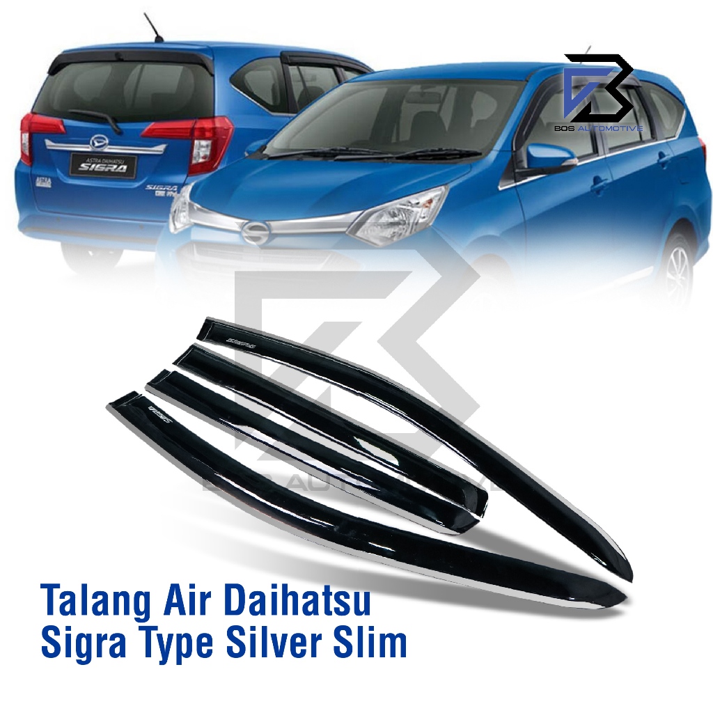 Talang Air Pintu List Silver Chrome Mobil Daihatsu Sigra 2016 - 2020 Model Slim 4 Pintu - foto-produk-4