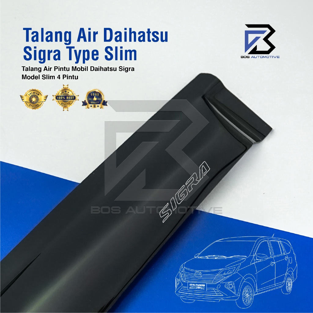 Talang Air Pintu List Silver Chrome Mobil Daihatsu Sigra 2016 - 2020 Model Slim 4 Pintu - foto-variasi-1