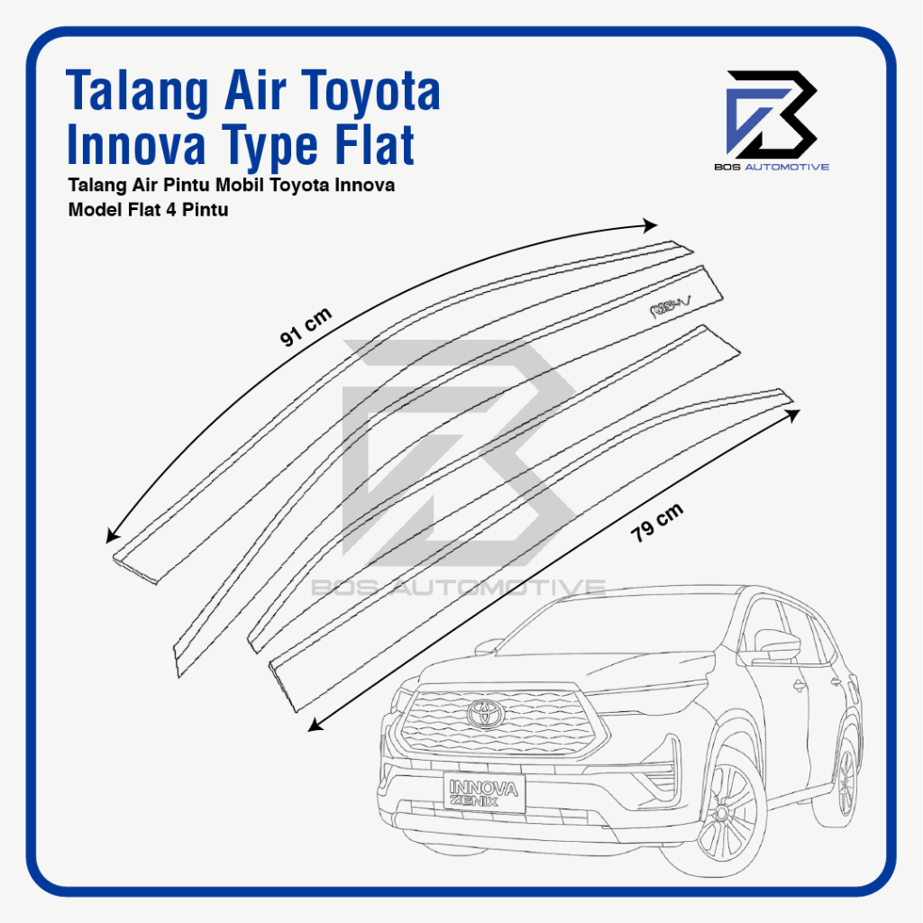 Talang Air Pintu Mobil Toyota Innova 2003 - 2015 Model Flat Rata 4 Pintu - foto-produk-2
