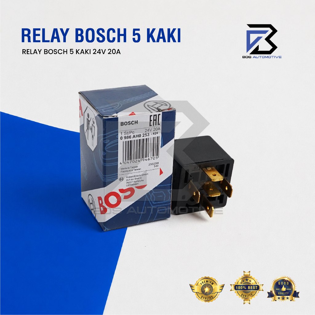 Relay Bosch Kaki 5 Pin 24V 20 Ampere Untuk Klakson Lampu Mobil Truk Bus Original