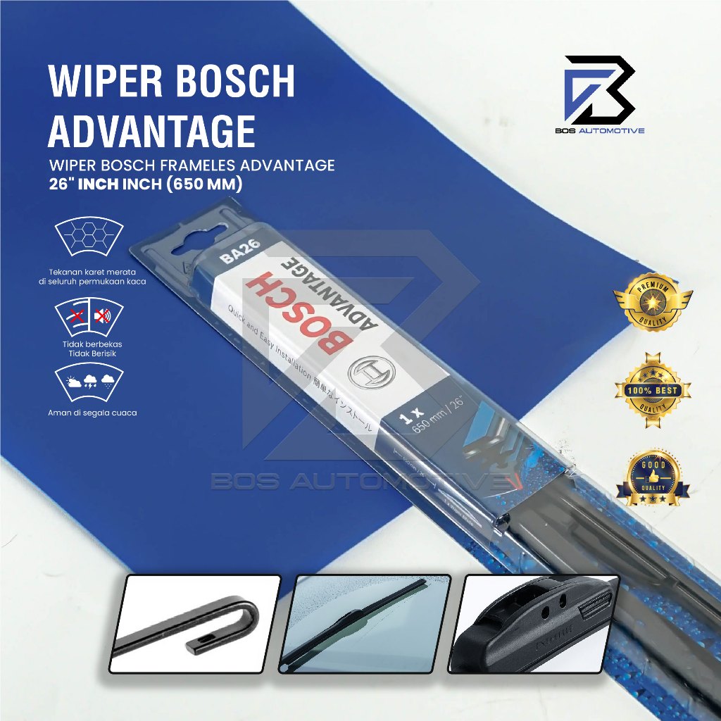 Wiper Blade BOSCH Advantage Besi Kipas Kaca Depan Mobil Frame Hook 14" 16" 17" 18" 19" 20" 21" 22" 24" 26" Inch Original - foto-variasi-10
