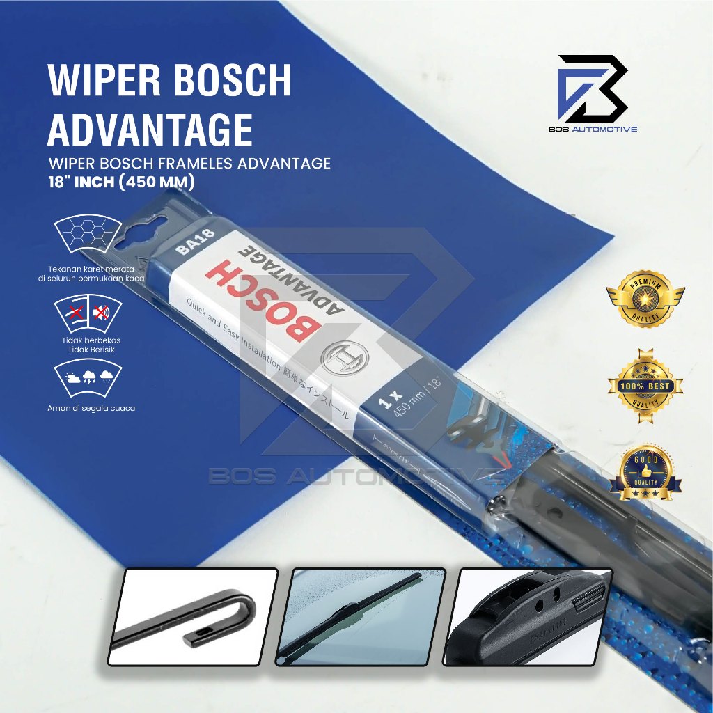 Wiper Blade BOSCH Advantage Besi Kipas Kaca Depan Mobil Frame Hook 14" 16" 17" 18" 19" 20" 21" 22" 24" 26" Inch Original - foto-variasi-4