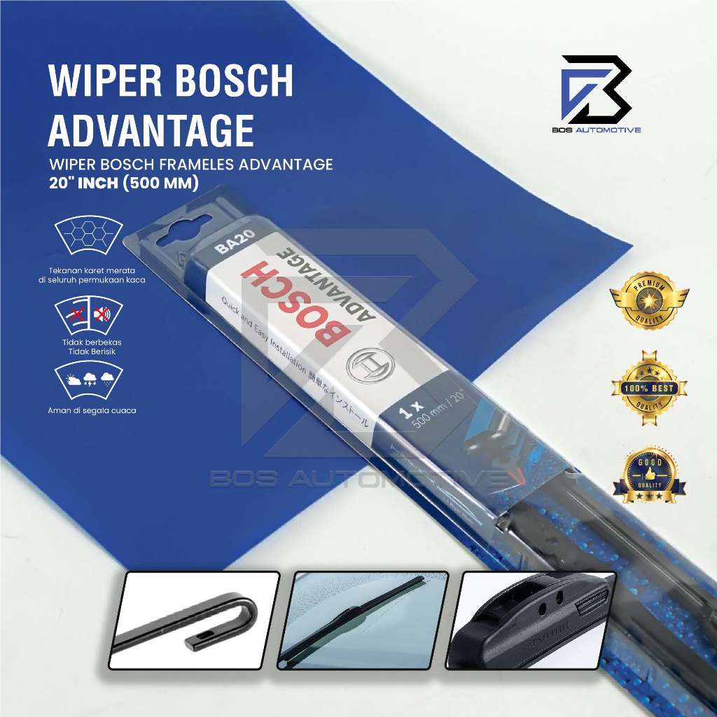 Wiper Blade BOSCH Advantage Besi Kipas Kaca Depan Mobil Frame Hook 14" 16" 17" 18" 19" 20" 21" 22" 24" 26" Inch Original - foto-variasi-6