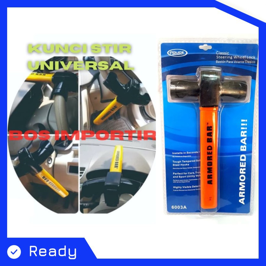 Kunci Pengaman Stir Mobil Universal Armored Bar Setir Universal - foto-sampul