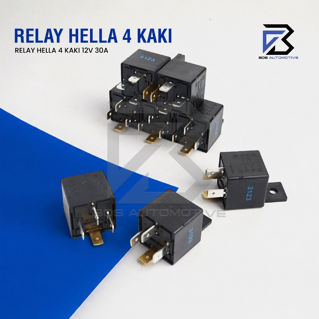 Relay Hella Kaki 4 Pin 12 Volt 30 Ampere  Untuk Klakson Lampu Mobil Motor Original - foto-produk-1