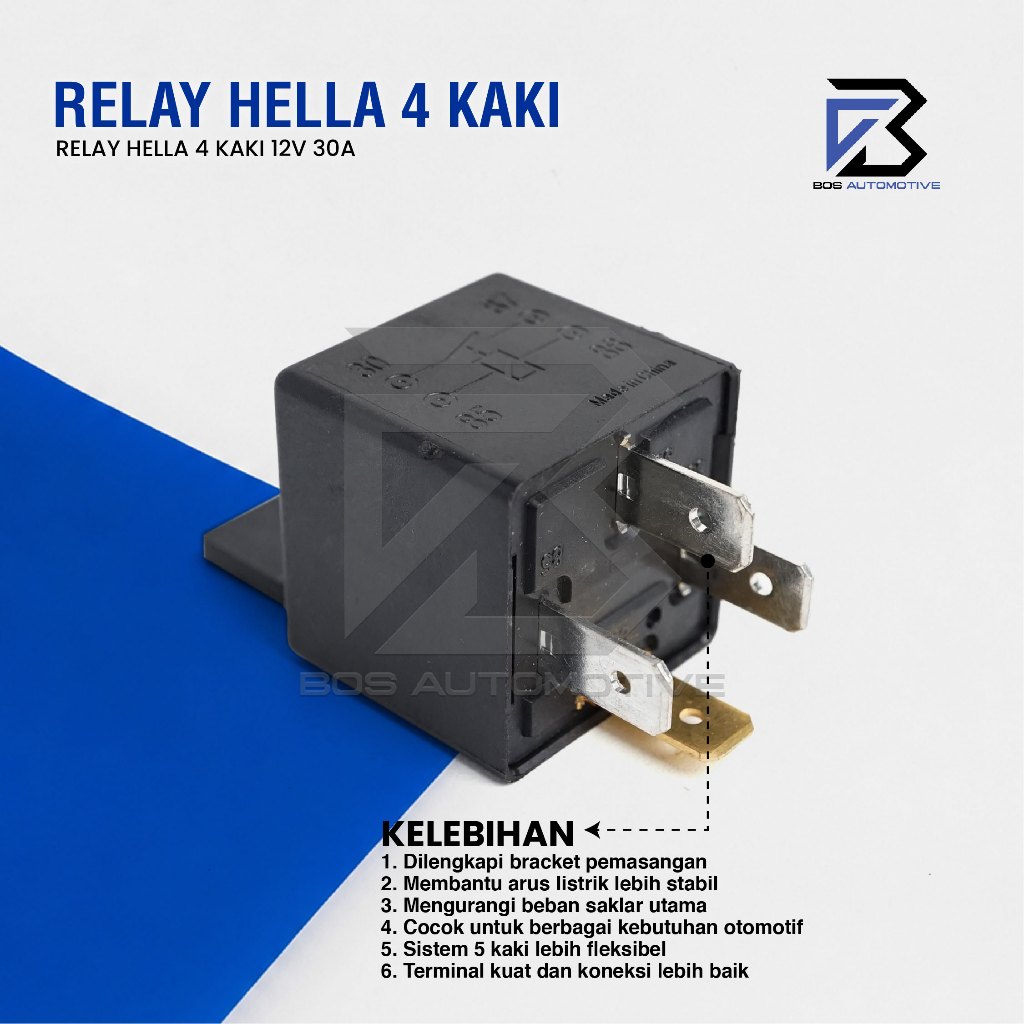 Relay Hella Kaki 4 Pin 12 Volt 30 Ampere  Untuk Klakson Lampu Mobil Motor Original - foto-produk-3