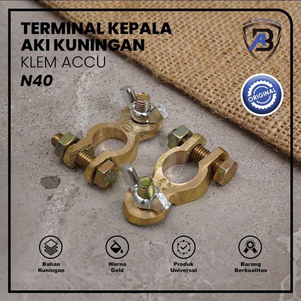 Terminal Kepala Aki Kuningan/Klem ACCU N40 Universal High Quality