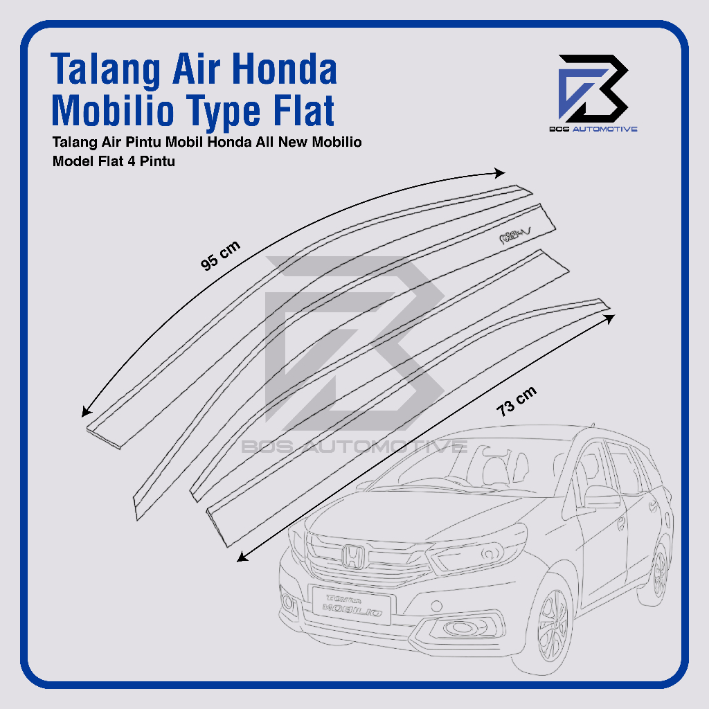 Talang Air Pintu Mobil Honda mobilio 2014 â€“ 2017 Model Flat Rata 4 Pintu - foto-produk-2