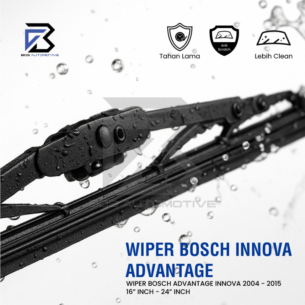 Wiper Blade BOSCH Advantage Besi Kipas Kaca Depan Mobil TOYOTA INNOVA LAMA 24" - 16" Frame Hook 2004 â€“ 2015 Original - foto-produk-1