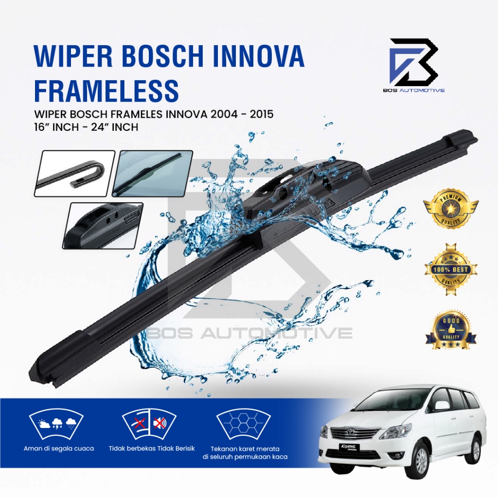 Wiper Blade BOSCH Advantage Besi Kipas Kaca Depan Mobil TOYOTA INNOVA LAMA 24" - 16" Frame Hook 2004 â€“ 2015 Original - foto-variasi-2