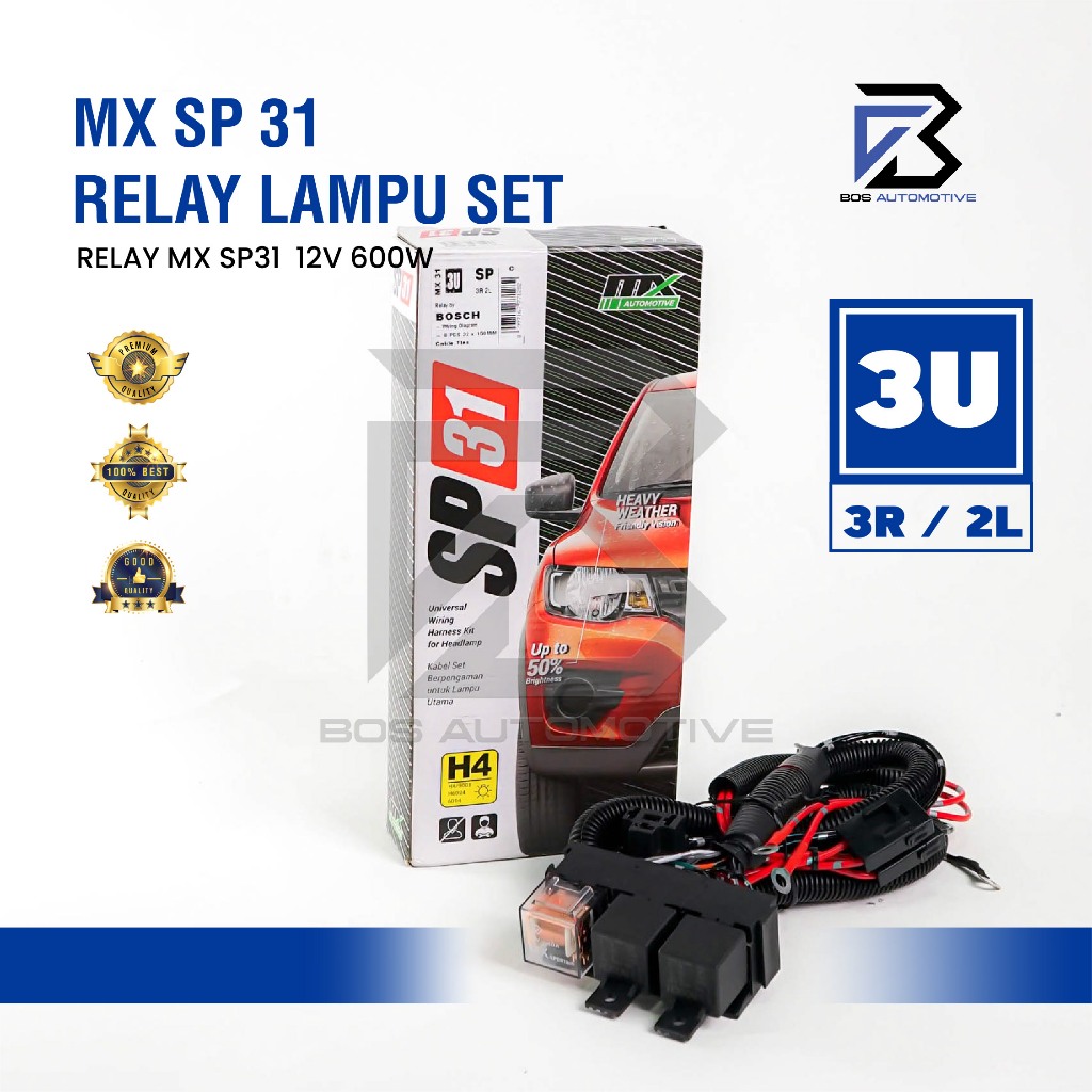 [MX] Kabel Relay Set Lampu H4 Mobil BOSCH SP Series 3 Relay 12v Untuk 2 Lampu Utama Mobil Universal