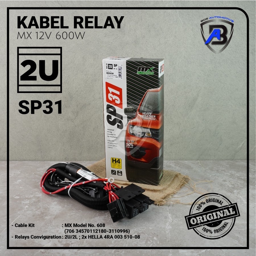 [MX] Kabel Relay Set Lampu H4 Mobil BOSCH SP Series 3 Relay 12v Untuk 2 Lampu Utama Mobil Universal - foto-variasi-1