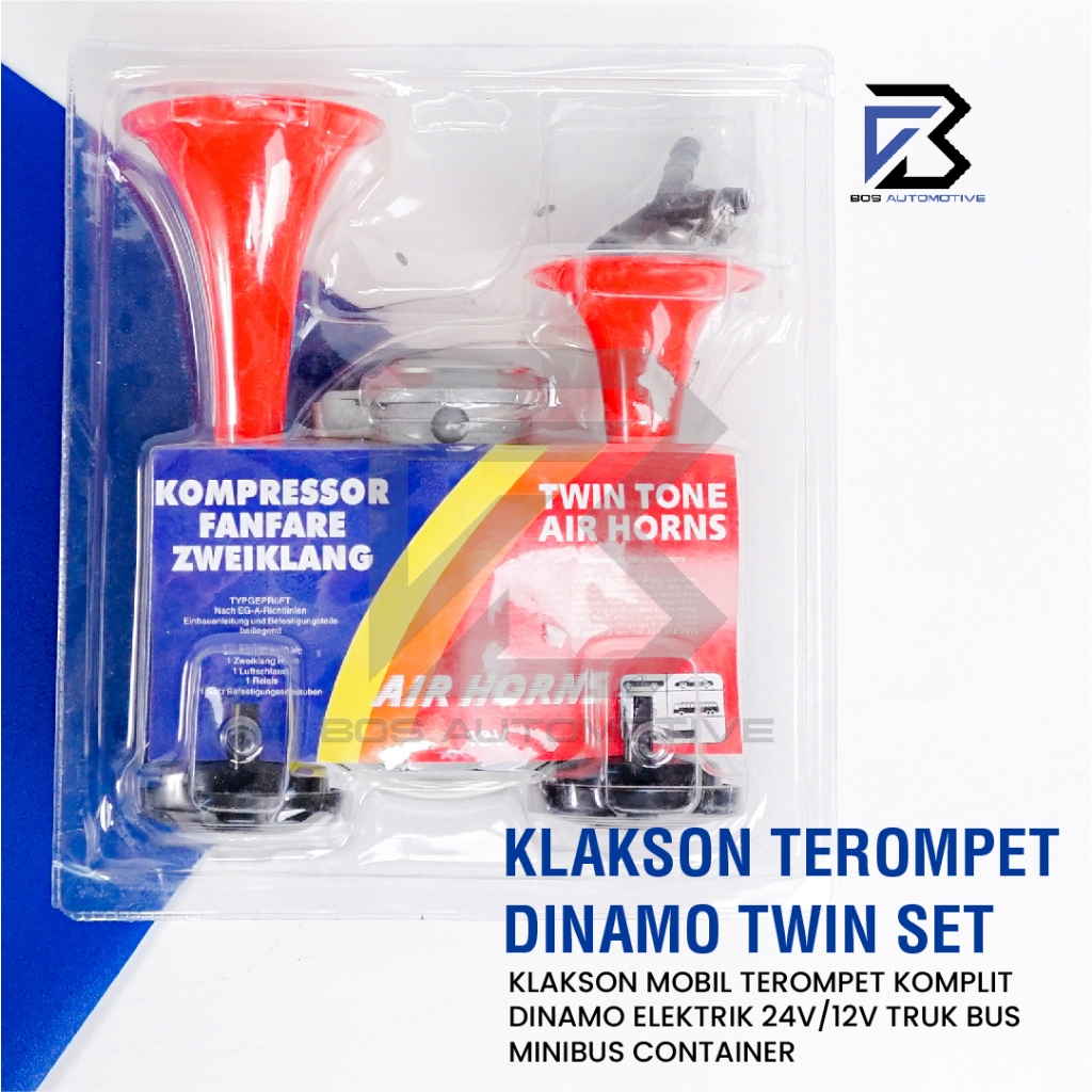 Klakson Mobil 2 Terompet Corong dengan Dinamo 12V 24V Universal - foto-produk-4