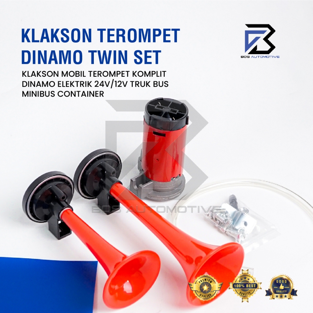 Klakson Mobil 2 Terompet Corong dengan Dinamo 12V 24V Universal - foto-variasi-1