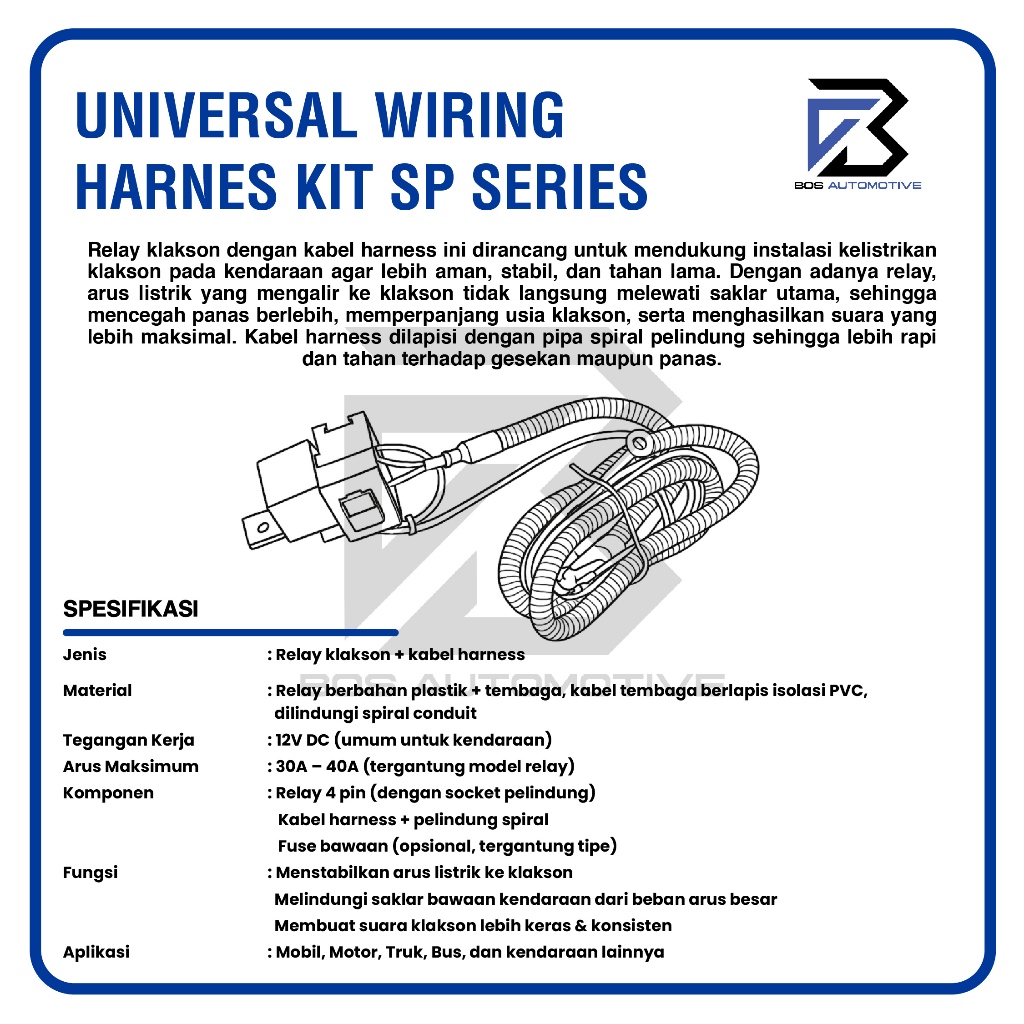 Kabel Relay Set Klakson Mobil Motor Relay BOSCH SP SERIES 12V - foto-produk-2