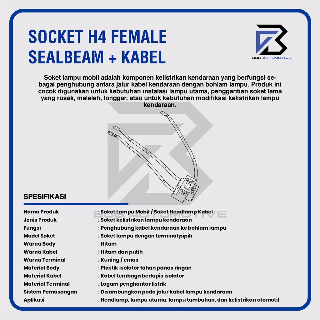 Socket Seal Beam Female / Soket Sealbeam Bohlam Lampu Mobil Motor H4 Cewek - foto-produk-2