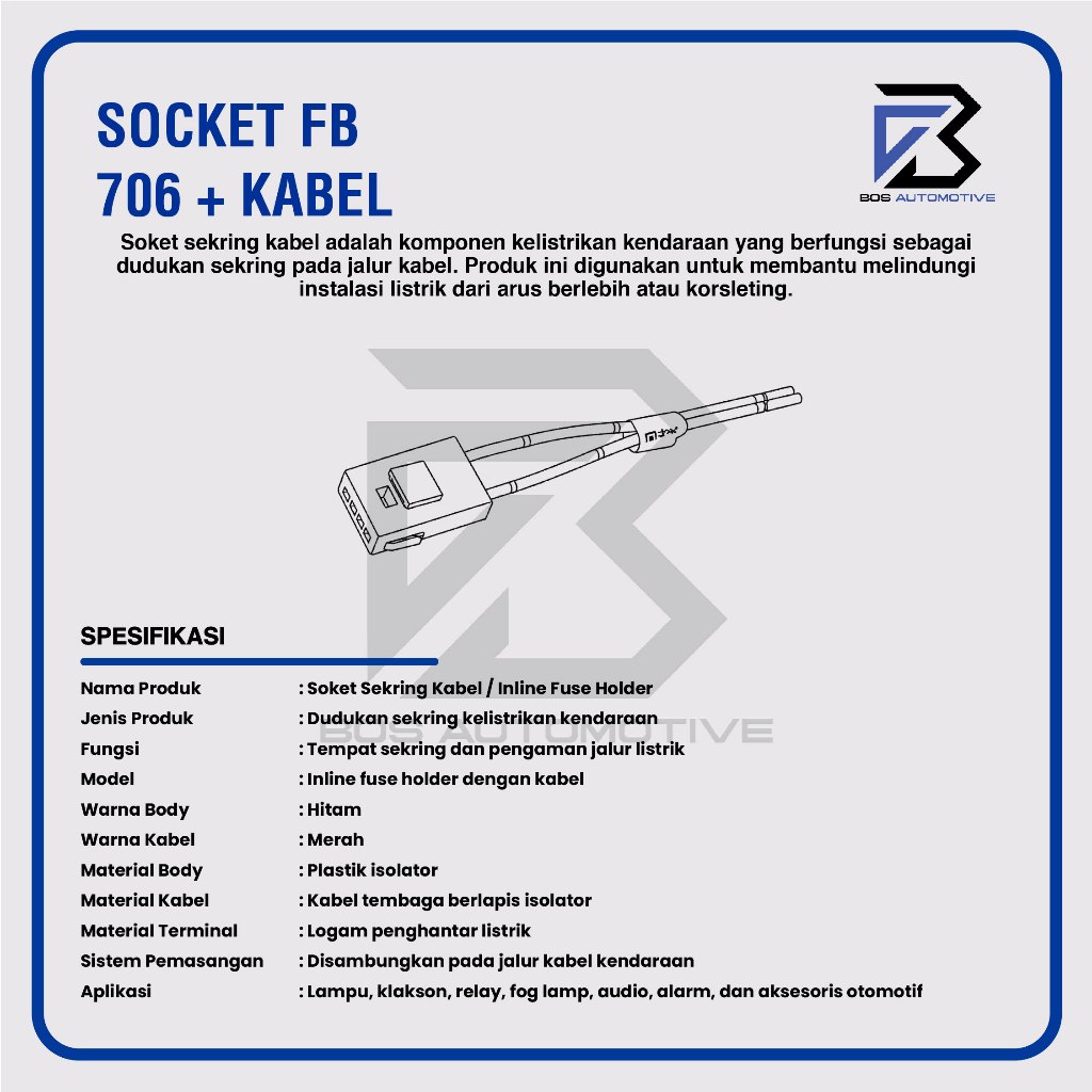 Soket Sikring FB 706 / Rumah Sikring / Socket Sekring Fuse Box Hitam - foto-produk-2