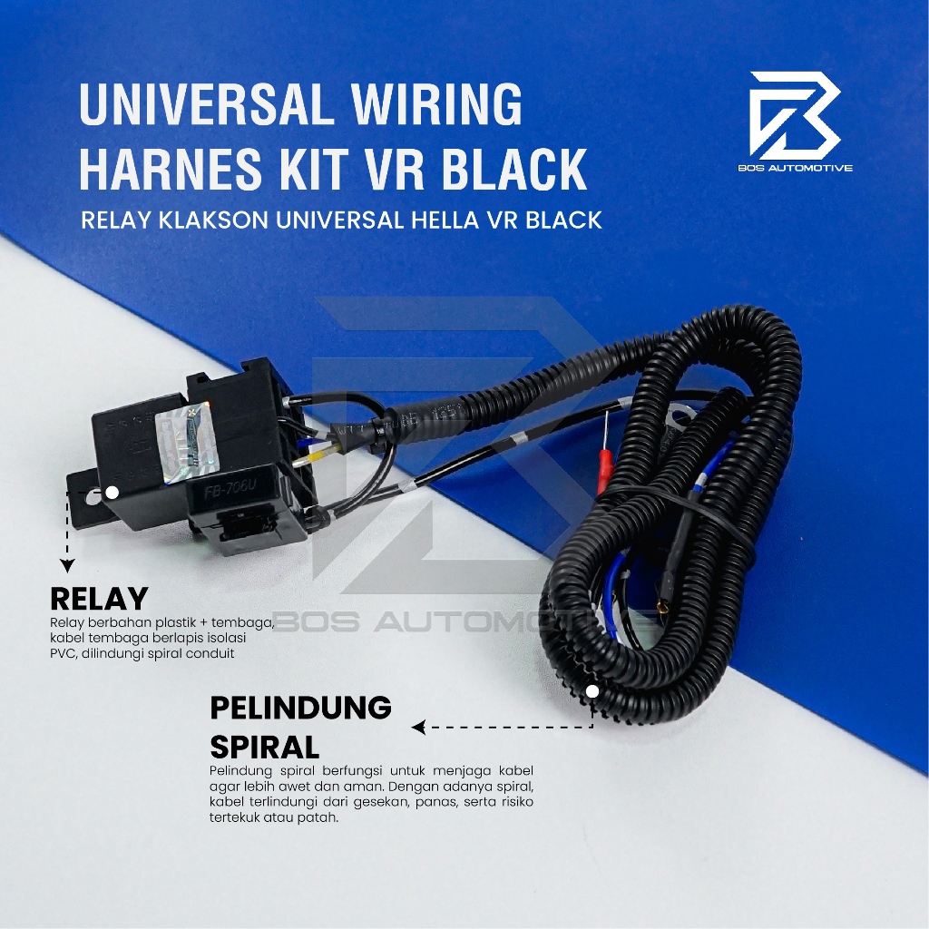Kabel Relay Set Klakson Mobil Motor Relay HELLA VR-Black 12V - foto-produk-3