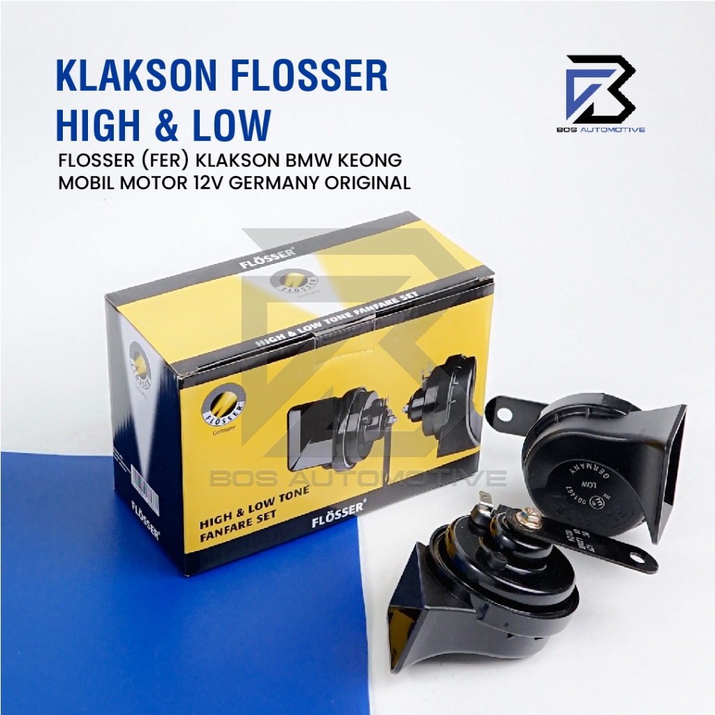 Klakson Keong Mobil Motor FLOSSER (FER) Klakson BMW Germany dengan Relay Set BOSCH HELLA MX Original - foto-produk-1