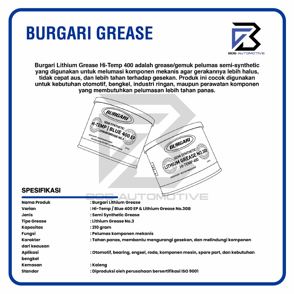 BURGARI GREASE - STEMPET - GEMUK SEMI SYNTHETIC NO.3GB HI-TEMP 210Gr - foto-produk-2